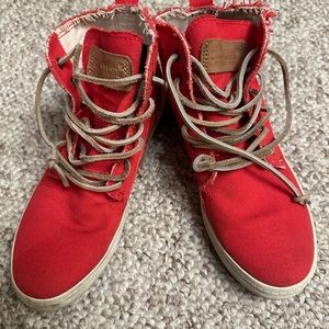 Blackstone Red Leather lace Canvas Shoes Ladies Size 37